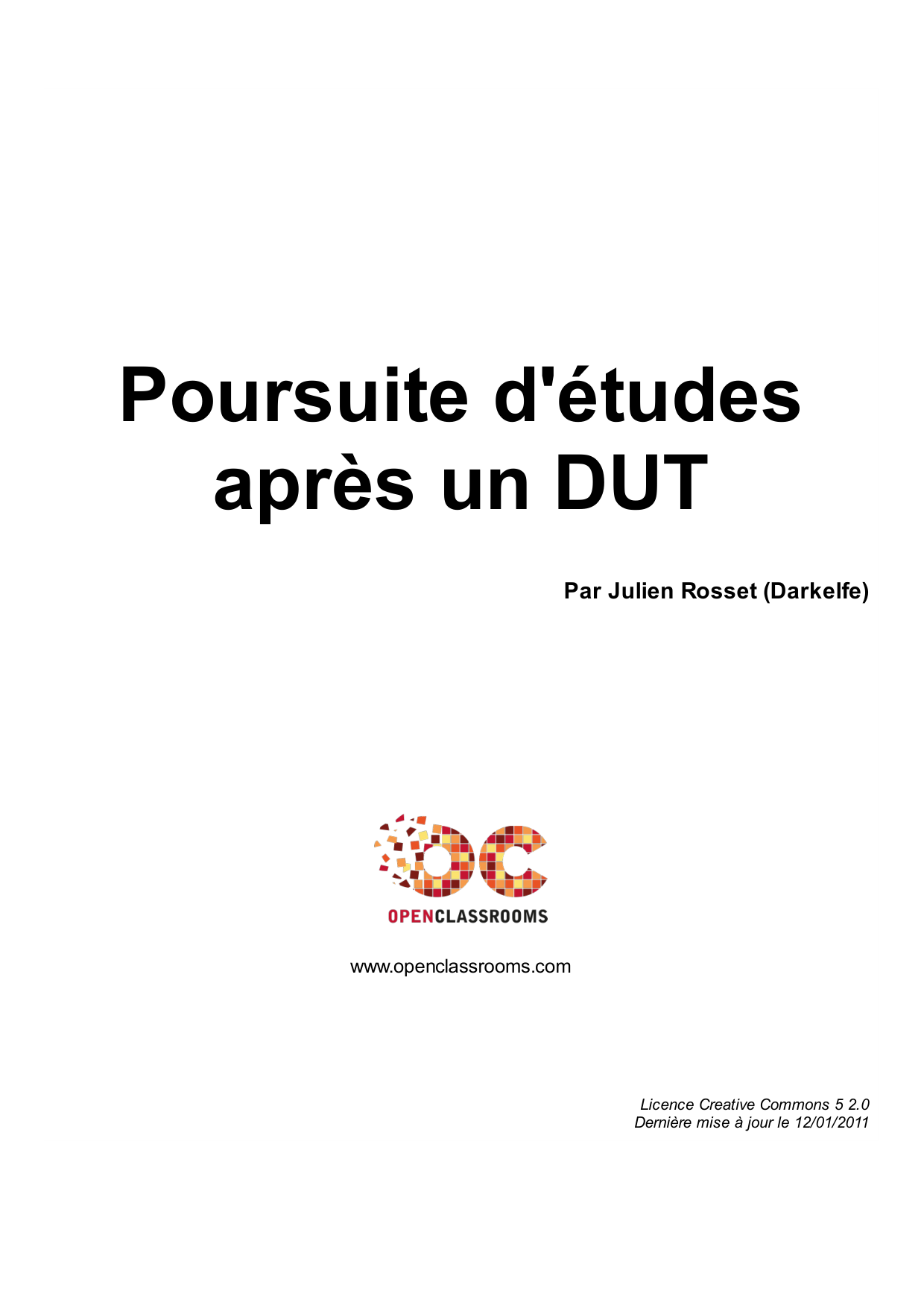 Couverture — Poursuite d'études après un DUT