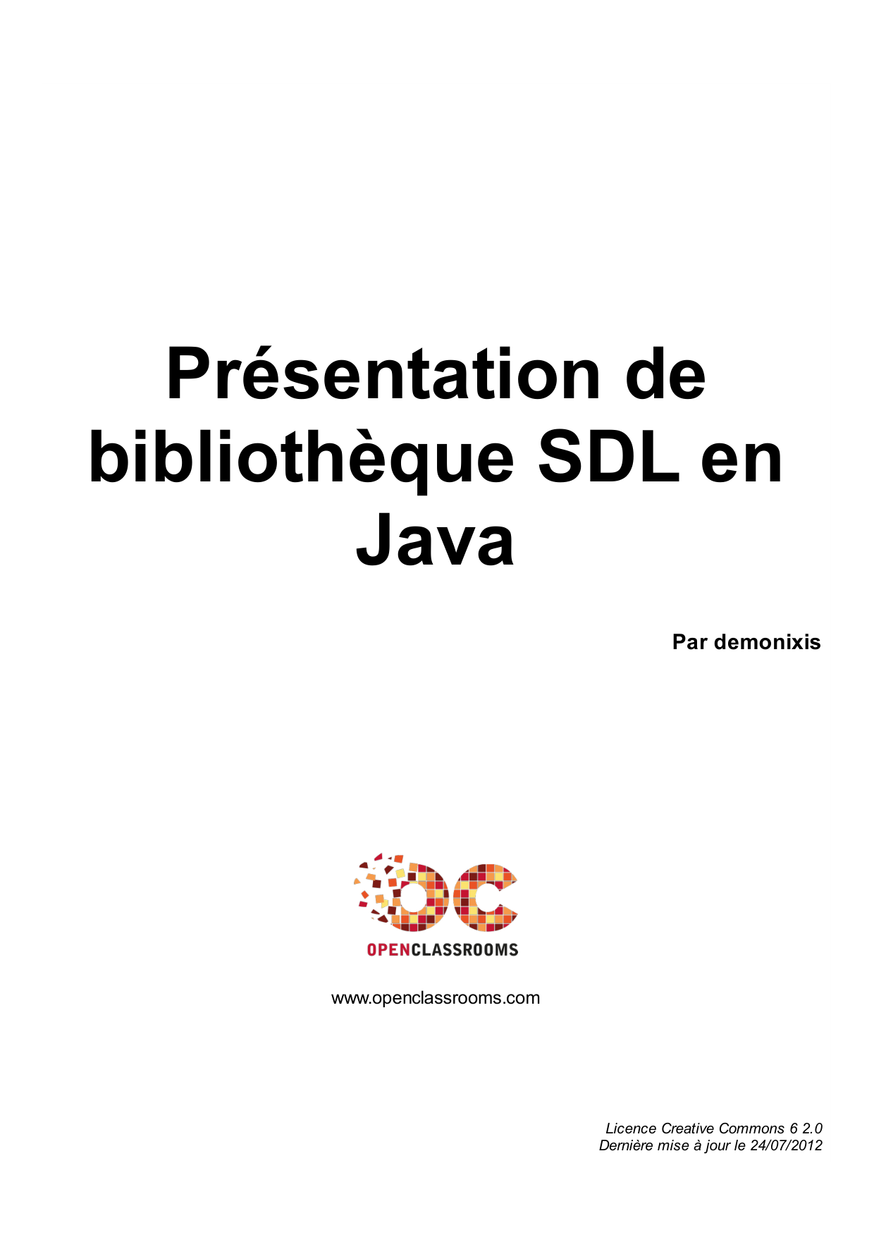 Couverture — Présentation de bibliothèque SDL en Java