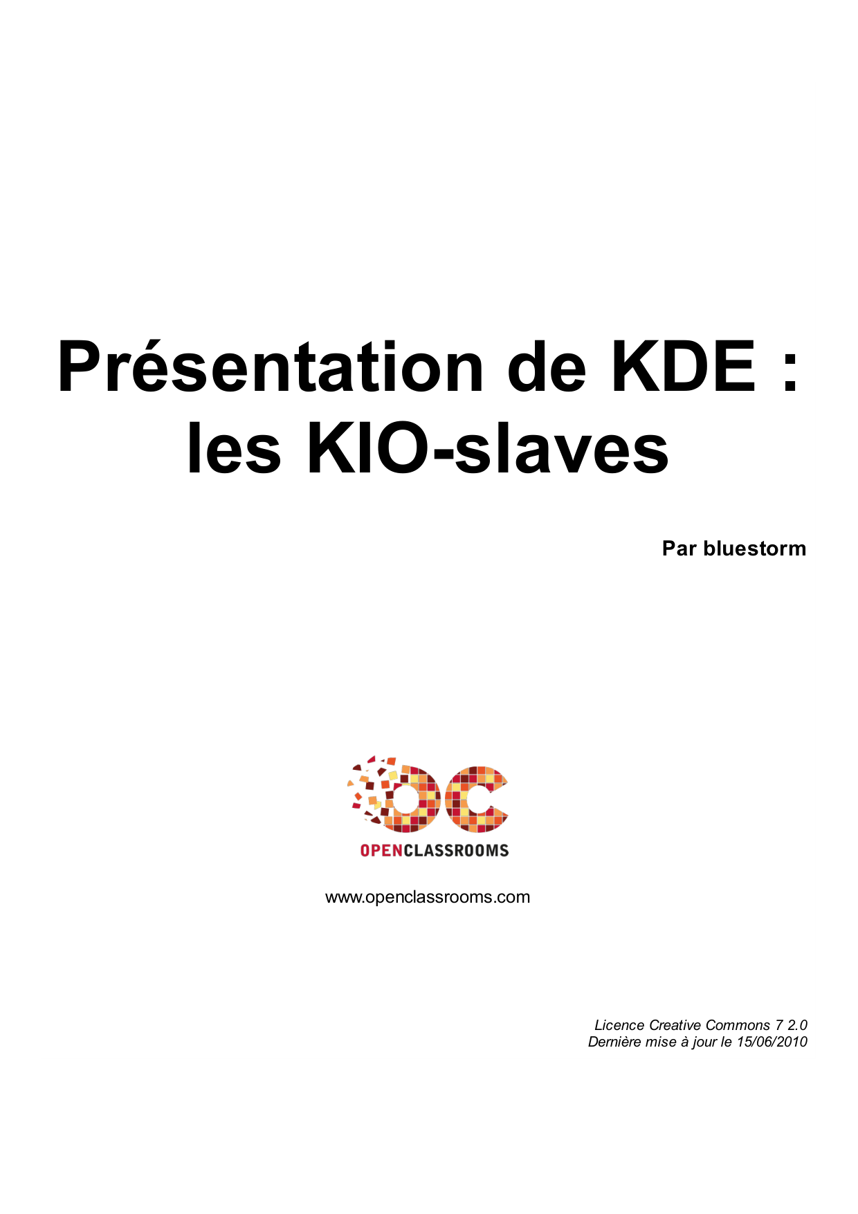 Couverture — Présentation de KDE : les KIO-slaves