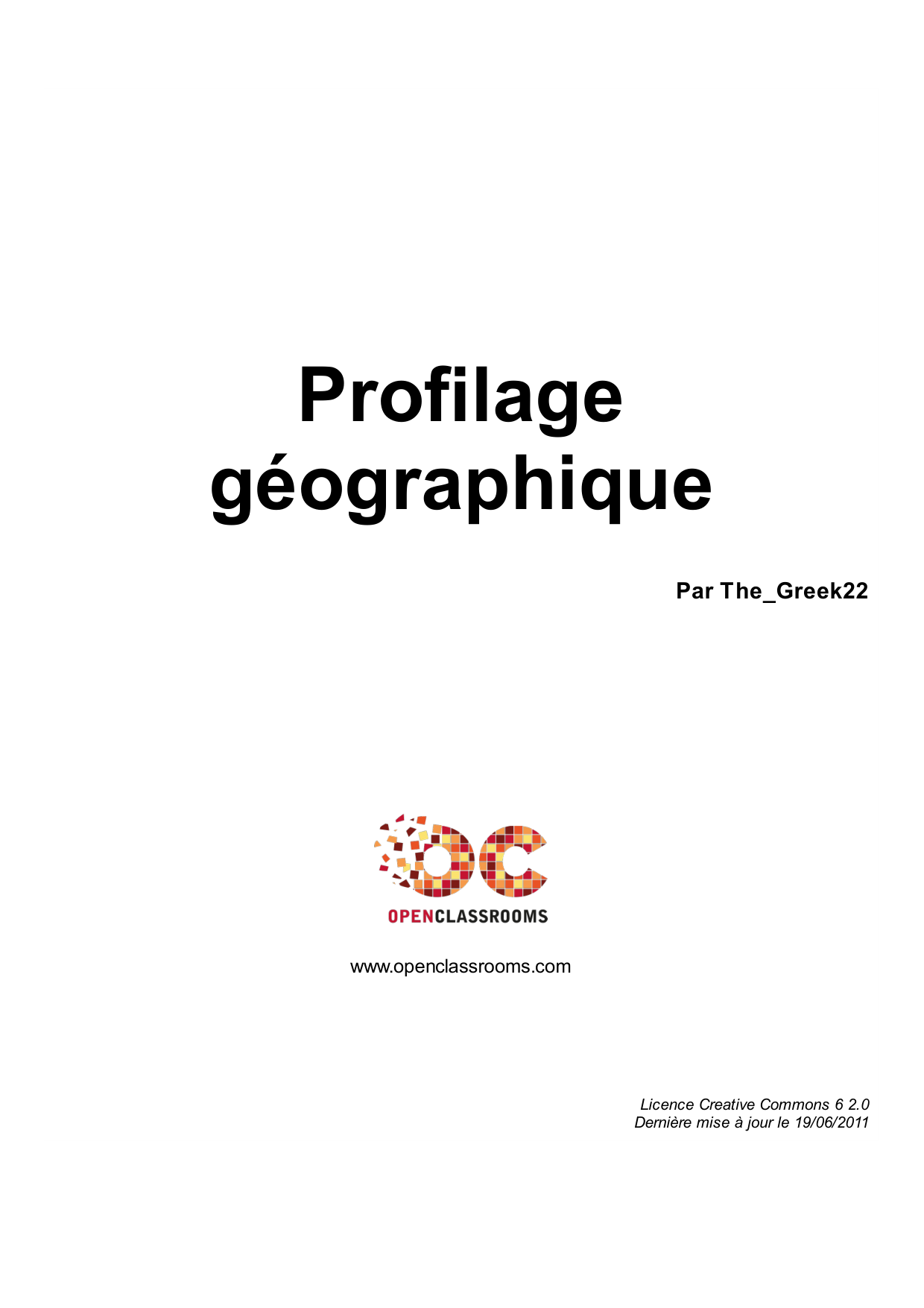 Couverture — Profilage géographique