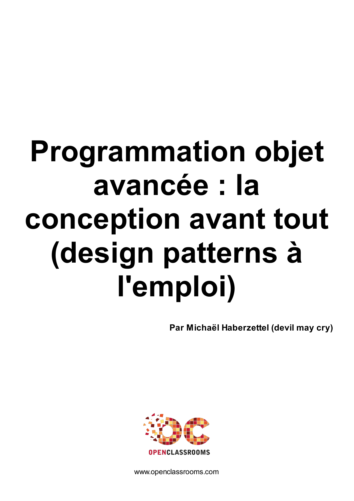 Couverture — Programmation objet avancée : la conception avant tout (design patterns à l'emploi)