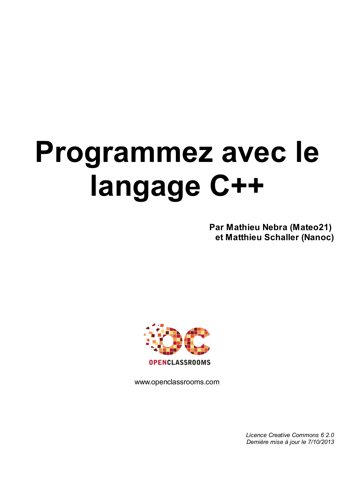 Couverture — Programmez avec le langage C++