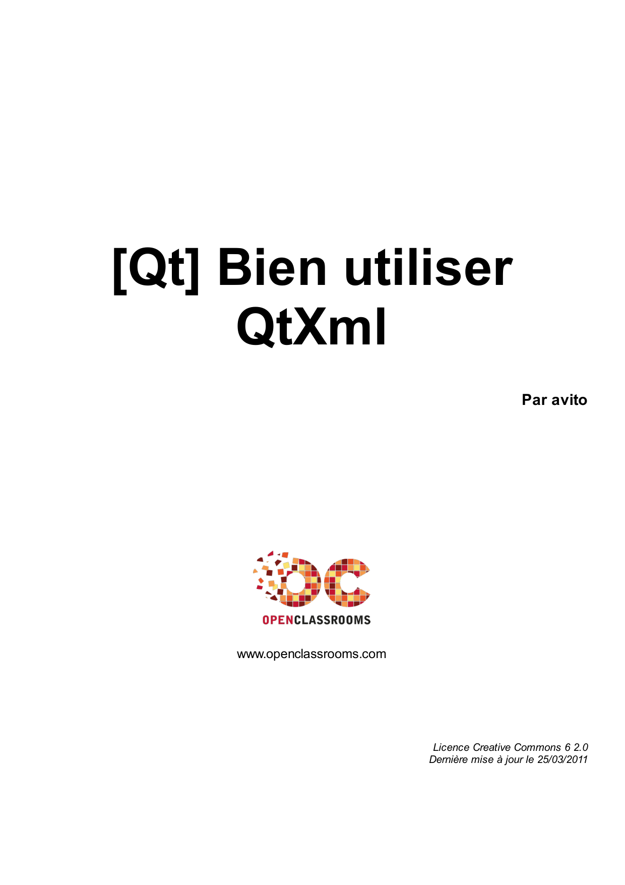 Couverture — [Qt] Bien utiliser QtXml