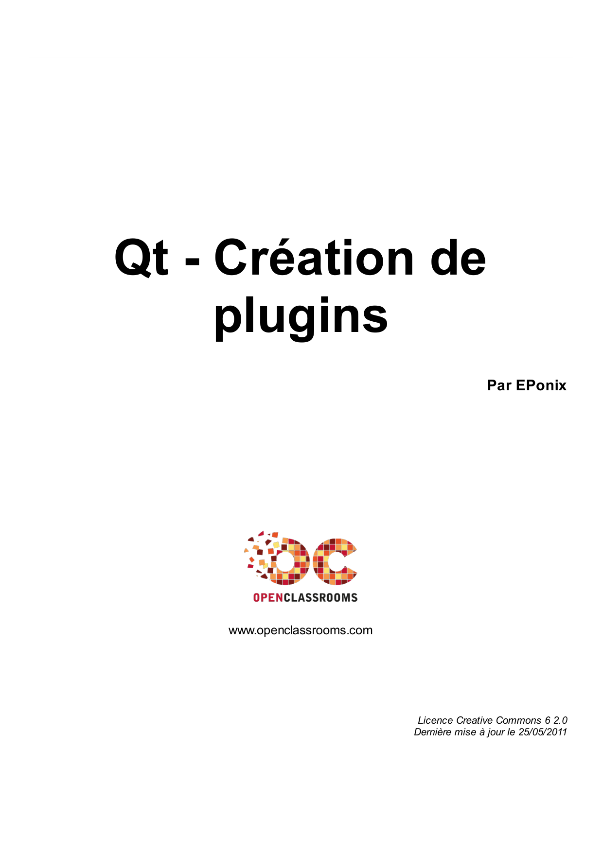 Couverture — Qt - Création de plugins
