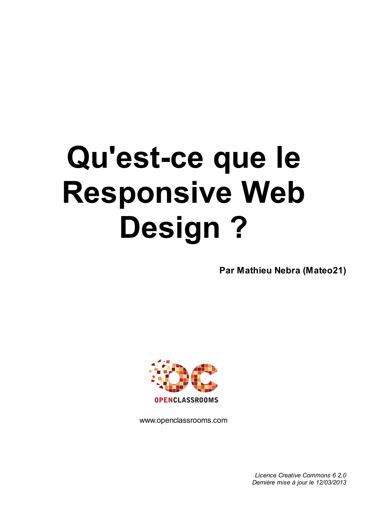 Couverture — Qu'est-ce que le Responsive Web Design ?