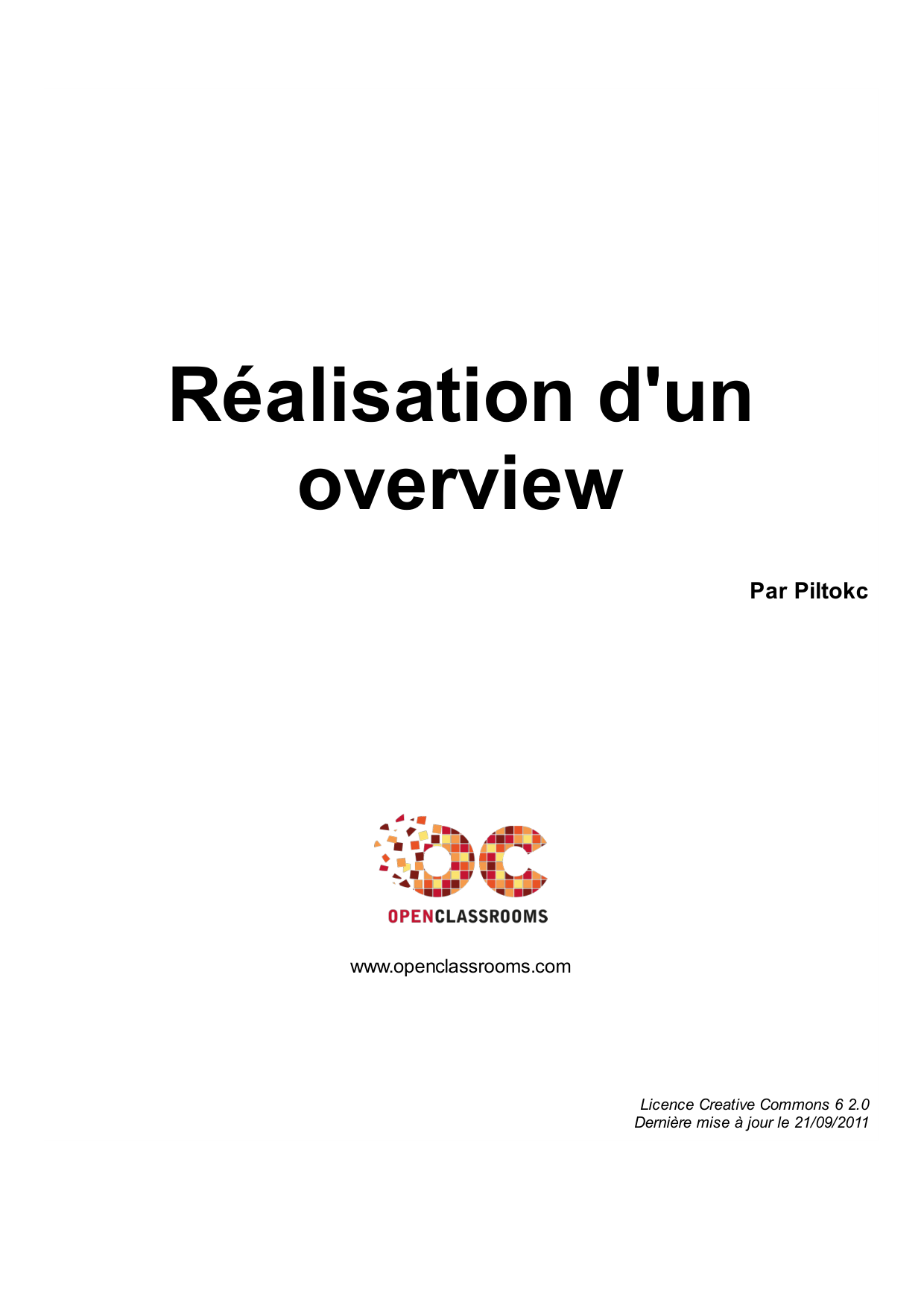 Couverture — Réalisation d'un overview