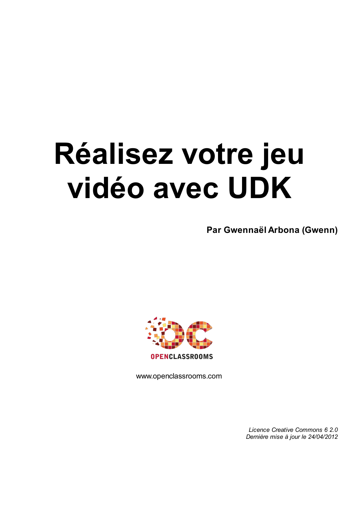 Couverture — Réalisez votre jeu vidéo avec UDK