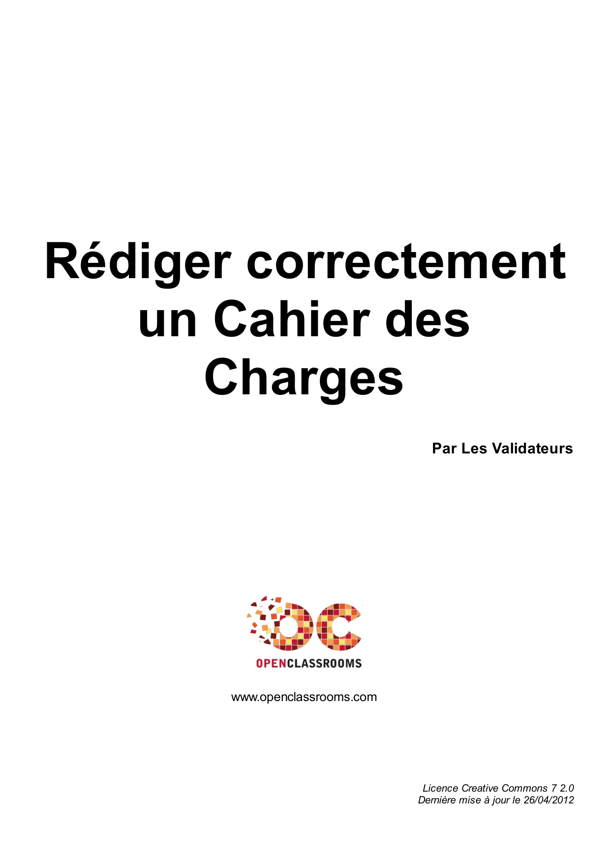 Couverture — Rédiger correctement un Cahier des Charges