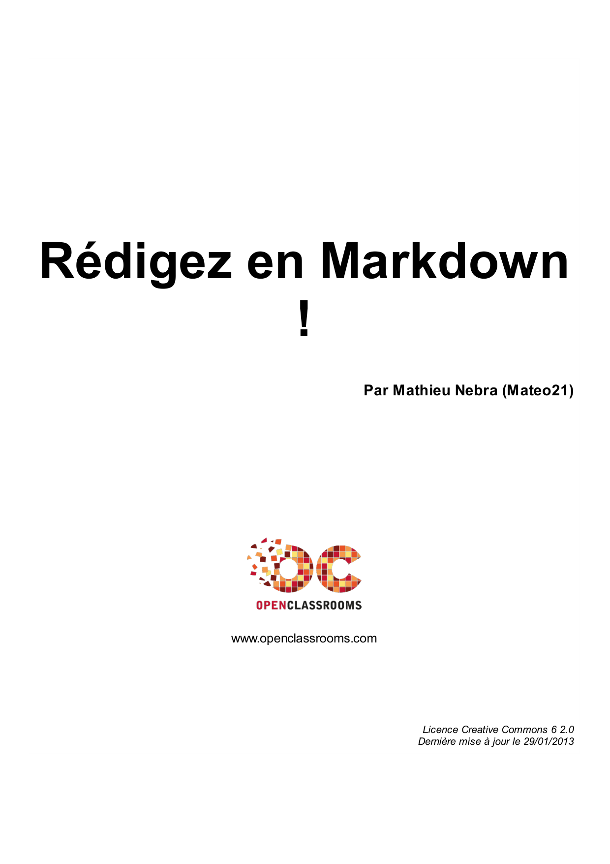 Couverture — Rédigez en Markdown !