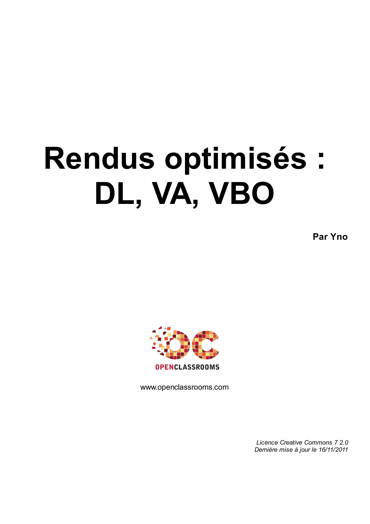 Couverture — Rendus optimisés : DL, VA, VBO