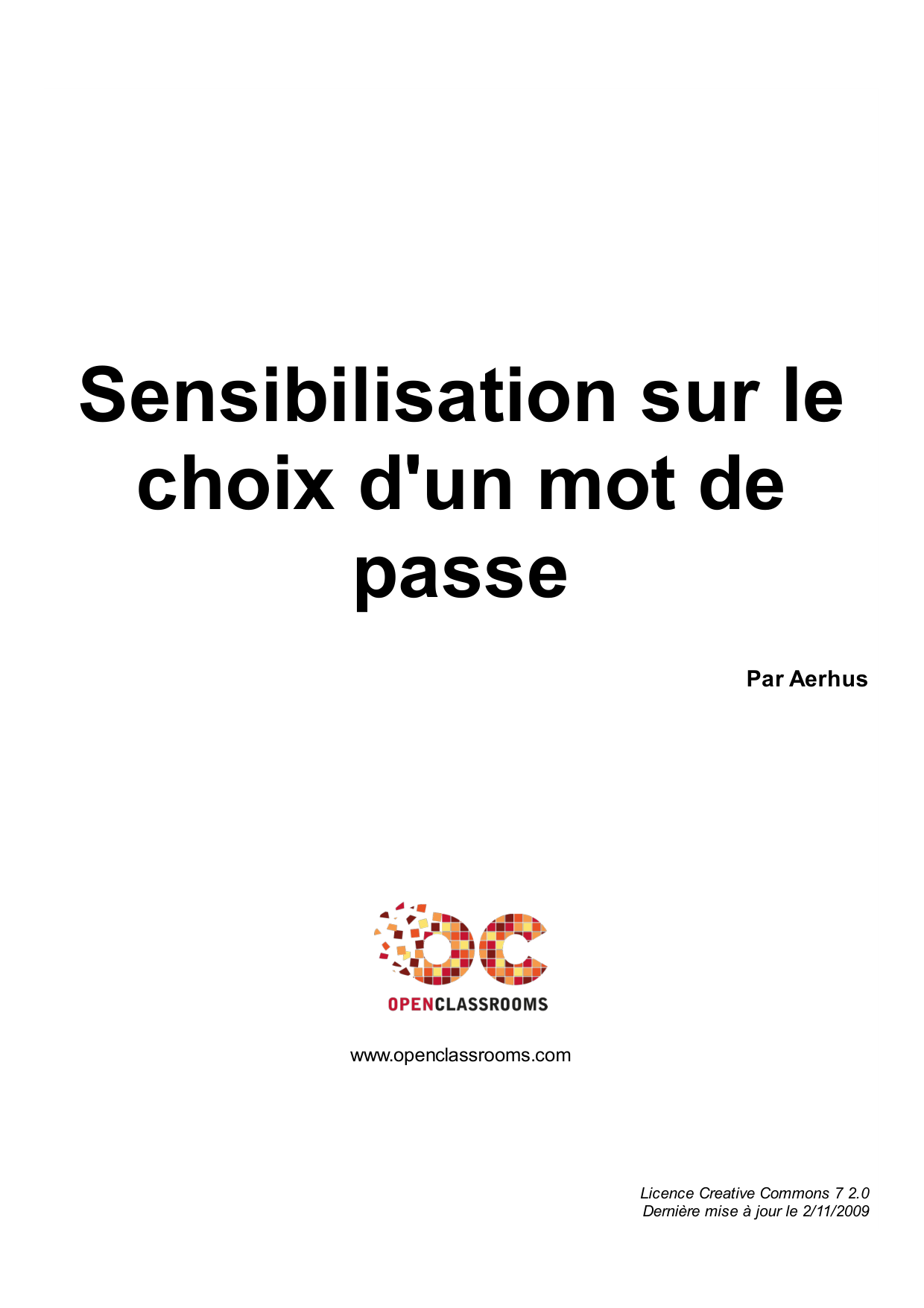 Couverture — Sensibilisation sur le choix d'un mot de passe