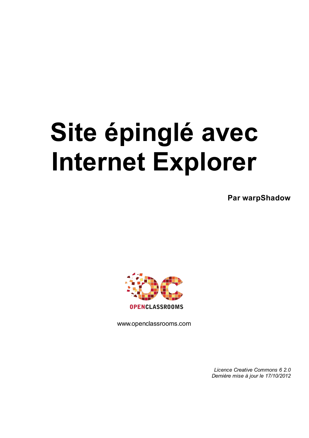 Couverture — Site épinglé avec Internet Explorer