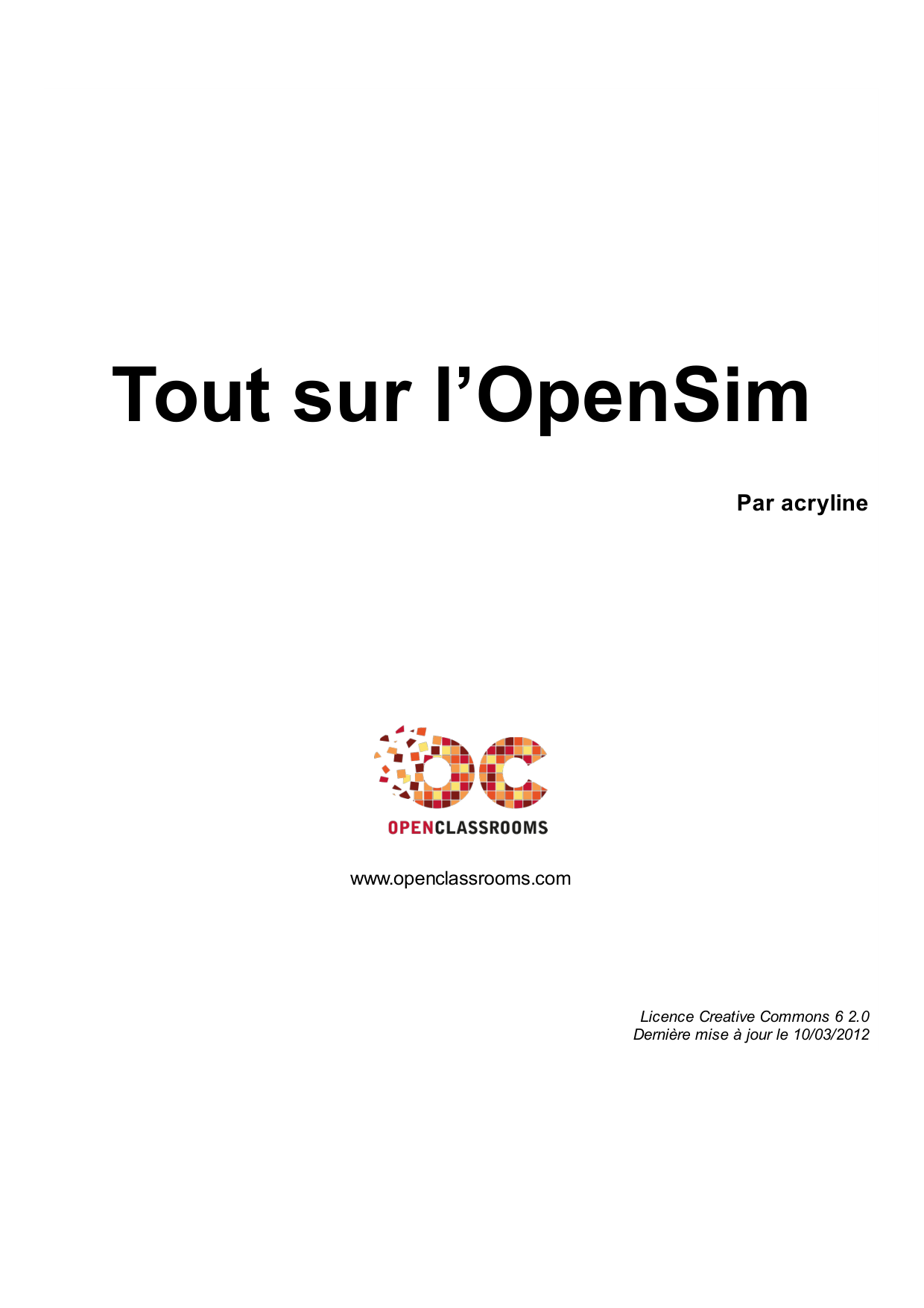 Couverture — Tout sur l’OpenSim