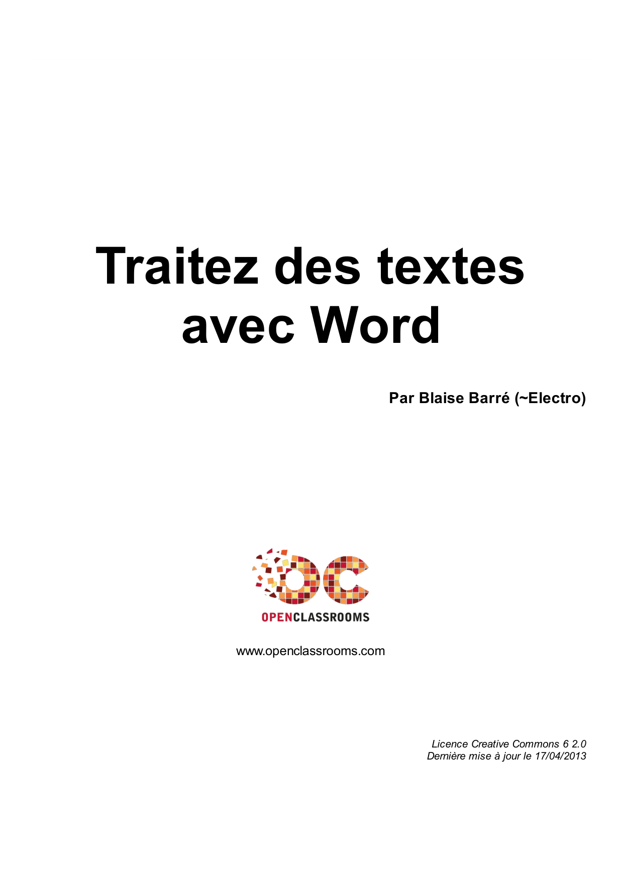 Couverture — Traitez des textes avec Word