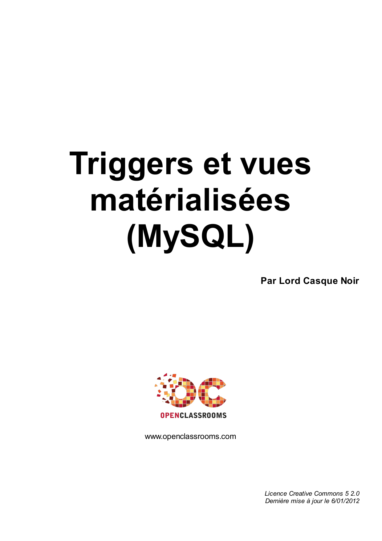 Couverture — Triggers et vues matérialisées (MySQL)