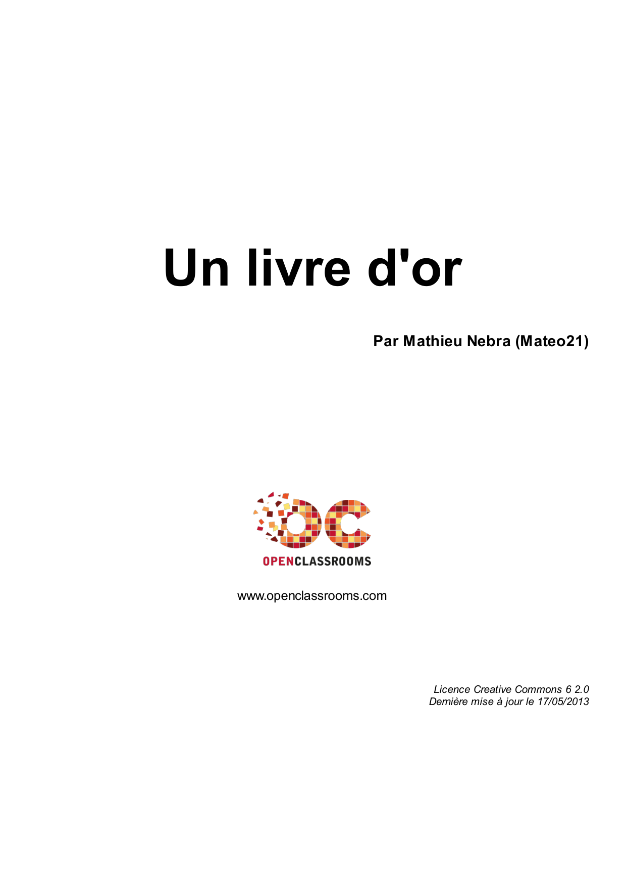Couverture — Un livre d'or