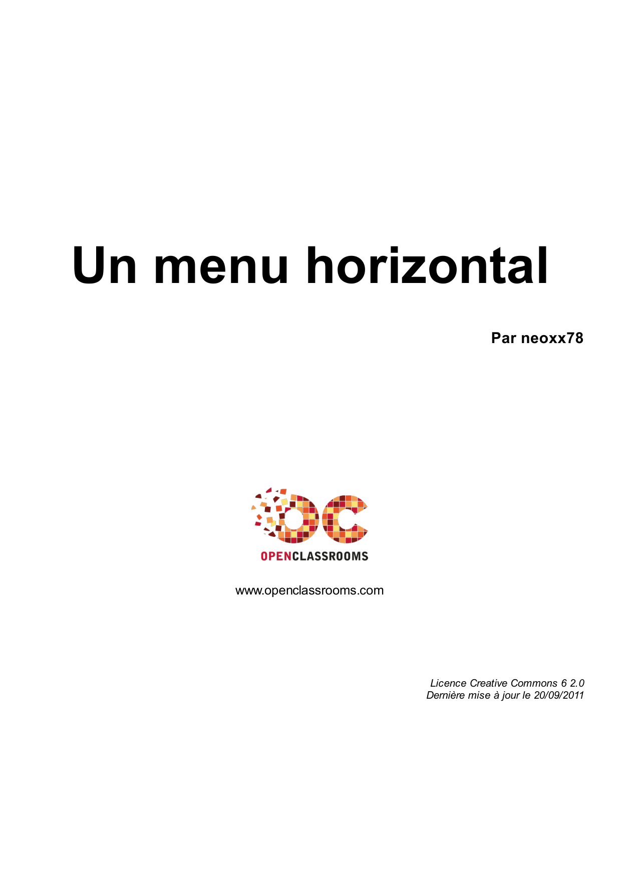 Couverture — Un menu horizontal