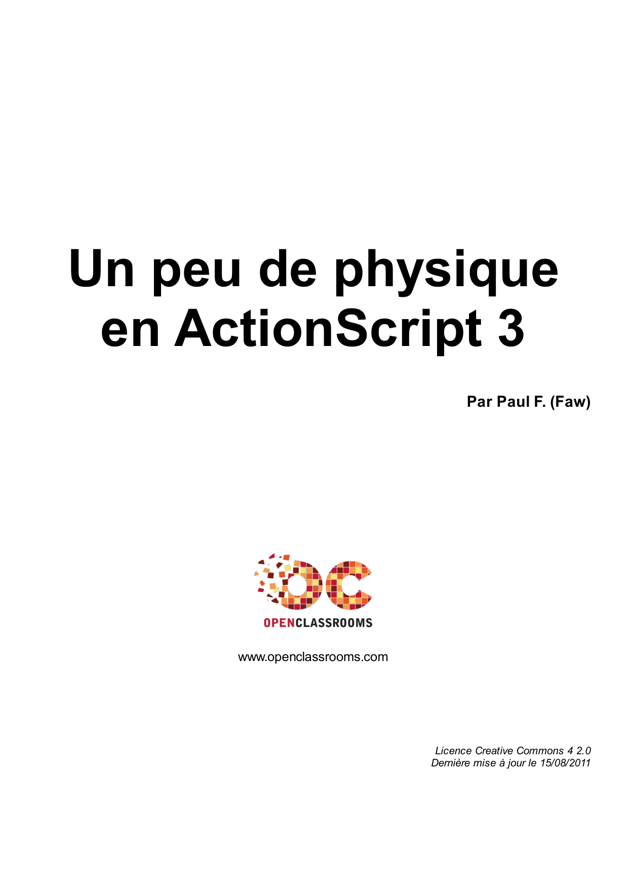 Couverture — Un peu de physique en ActionScript 3