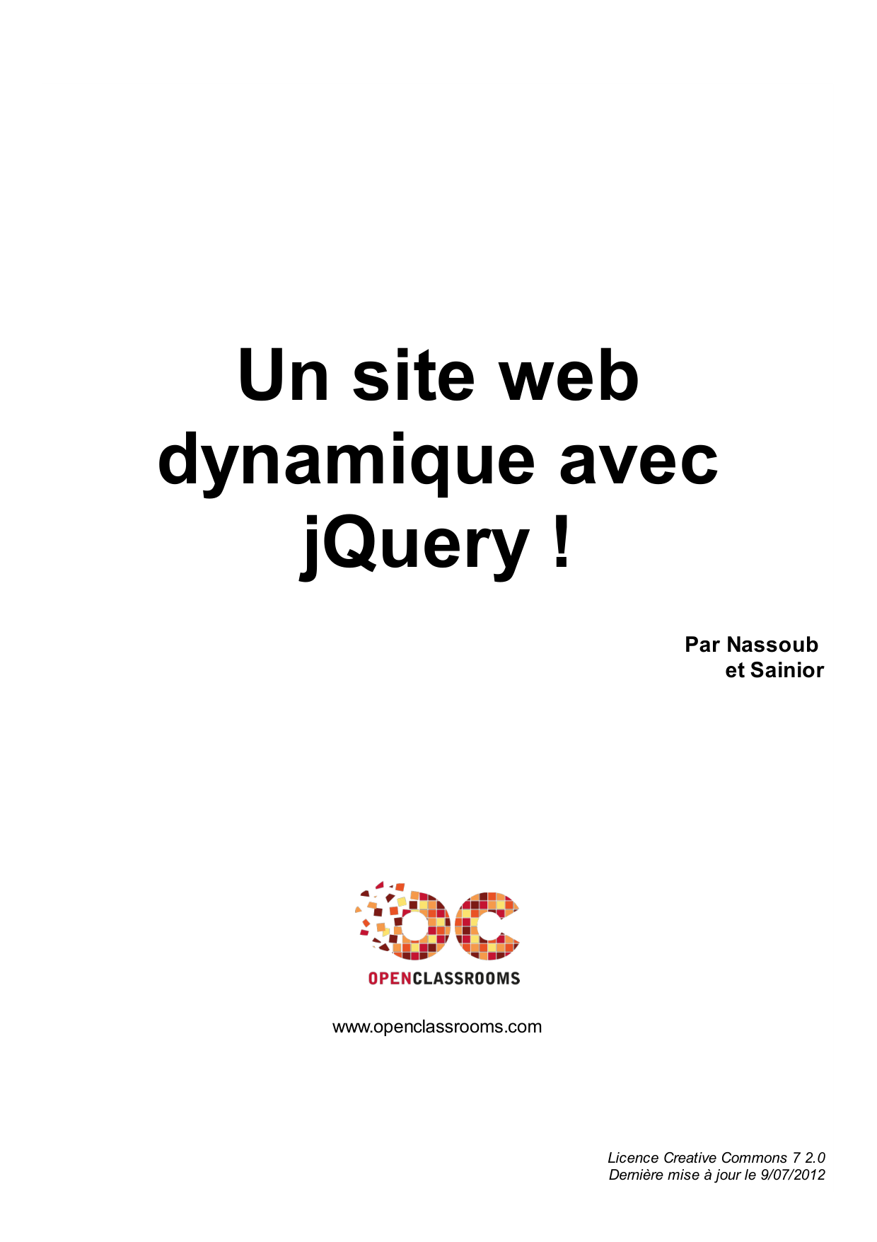 Couverture — Un site web dynamique avec jQuery !