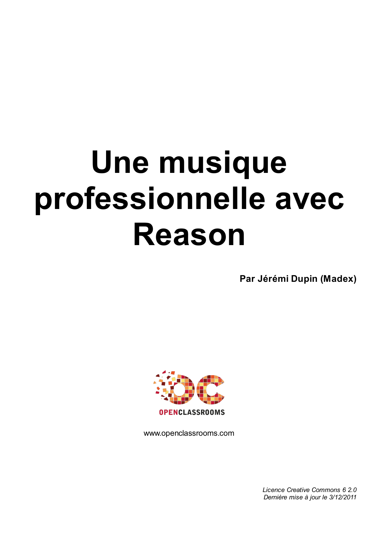Couverture — Une musique professionnelle avec Reason