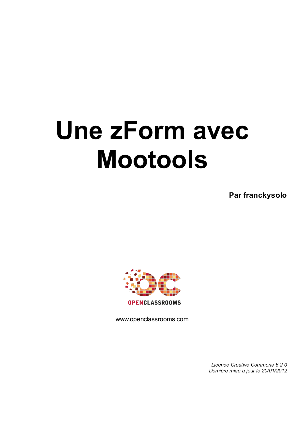 Couverture — Une zForm avec Mootools