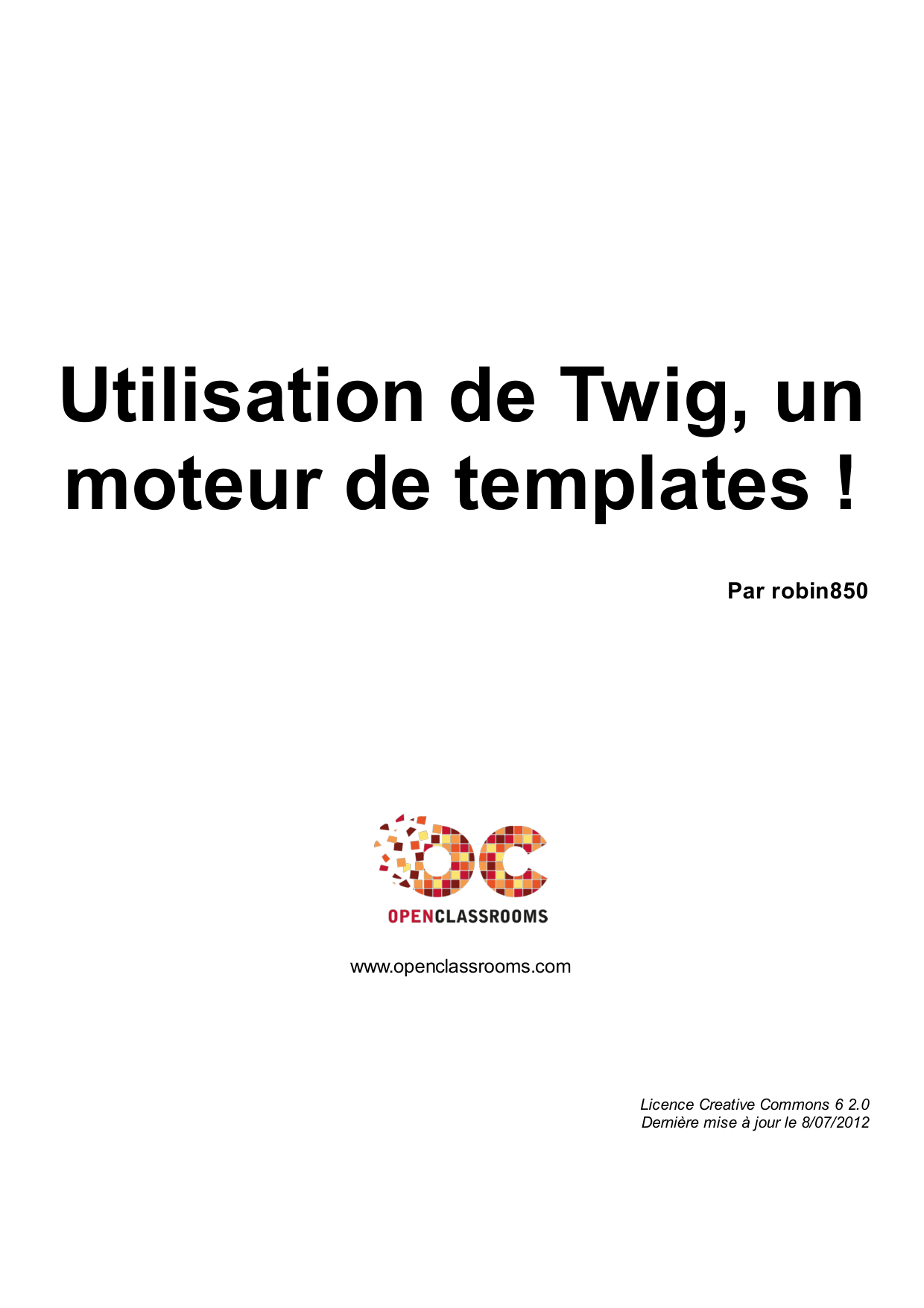 Couverture — Utilisation de Twig, un moteur de templates !