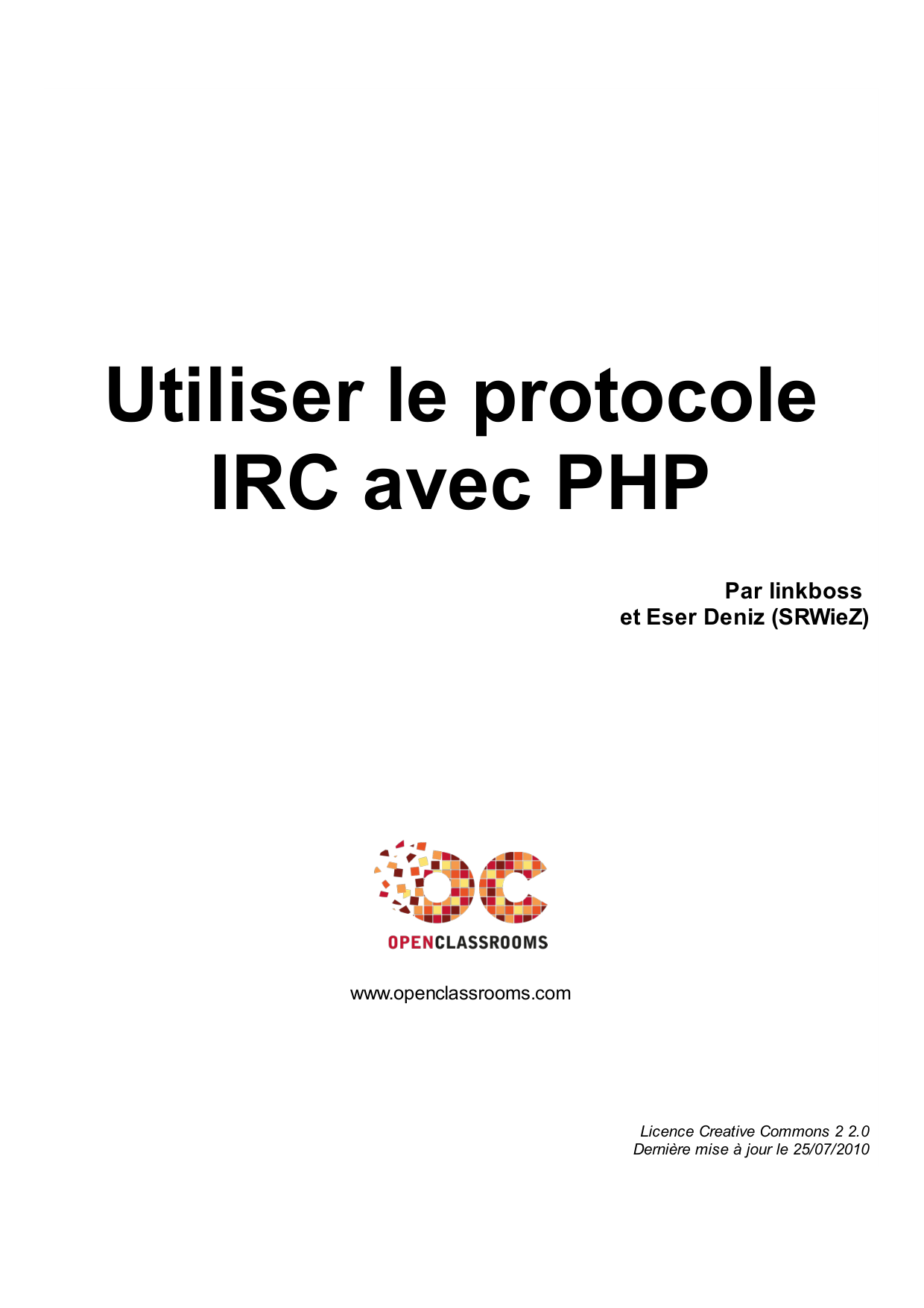 Couverture — Utiliser le protocole IRC avec PHP