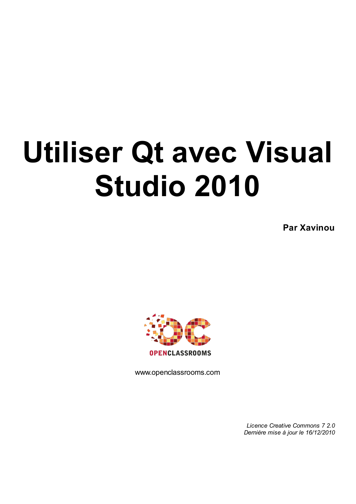 Couverture — Utiliser Qt avec Visual Studio 2010