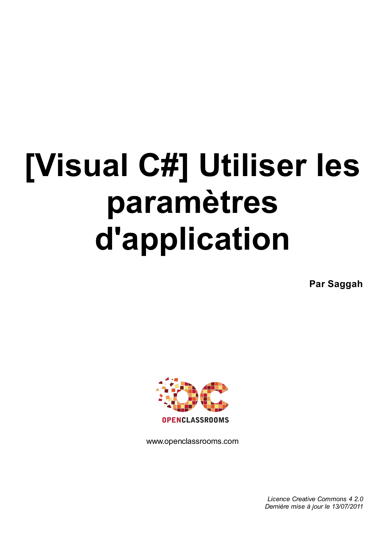 Couverture — [Visual C#] Utiliser les paramètres d'application
